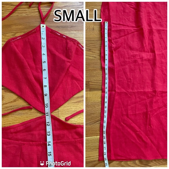 Ronny Kobo Red Marietta Cutout Linen Halterneck Maxi Dress - Picture 4 of 13